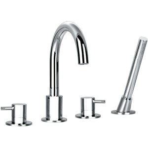 4-Loch Wannenrandarmatur Q10000 mit Handbrause, Chrom.