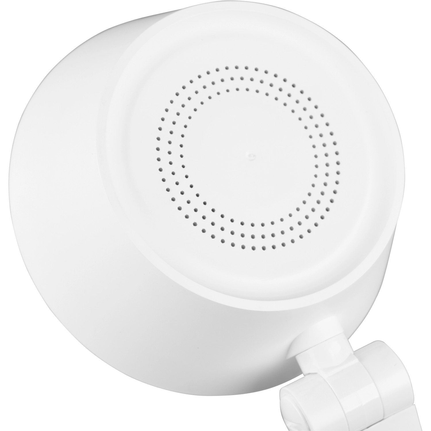 Detailansicht der Trio LED-Tischleuchte Ava in Weiß Matt mit runder Form und Belüftungslöchern.