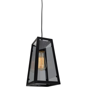 Schwarze Näve Pendelleuchte Sherlock mit klarem Glas und Retro-Design für E27 Leuchtmittel.