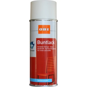 OBI Buntlack Spray Cremeweiß, seidenmatt, 400ml Dose.