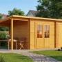 Imprägniertes Alpholz Gartenhaus Maria-28 mit Schleppdach, 450x250 cm, Naturholzoptik.