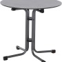 Runder, anthrazitfarbener Siena Garden Klapptisch Sola mit Stahlgestell, ideal für Balkon und Garten.