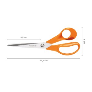 Fiskars Universalschere Classic S90, 21 cm, orangefarbener Griff. Haushaltsschere für Rechtshänder.