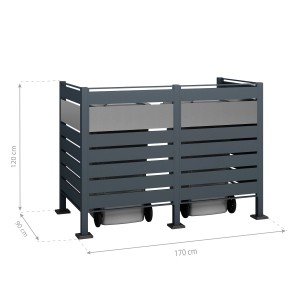 Westmann Mülltonnenverkleidung Planum für 2 Tonnen (je 240 l) in Anthrazit/Grau. Sichtschutz und moderne Optik.