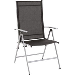 Klappsessel Suriname mit Textilbespannung und verstellbarer Rückenlehne. Gartenstuhl mit Stahlgestell.