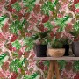 Marburg Vliestapete mit Blattoptik in Grün und Rot, florales, modernes Design.