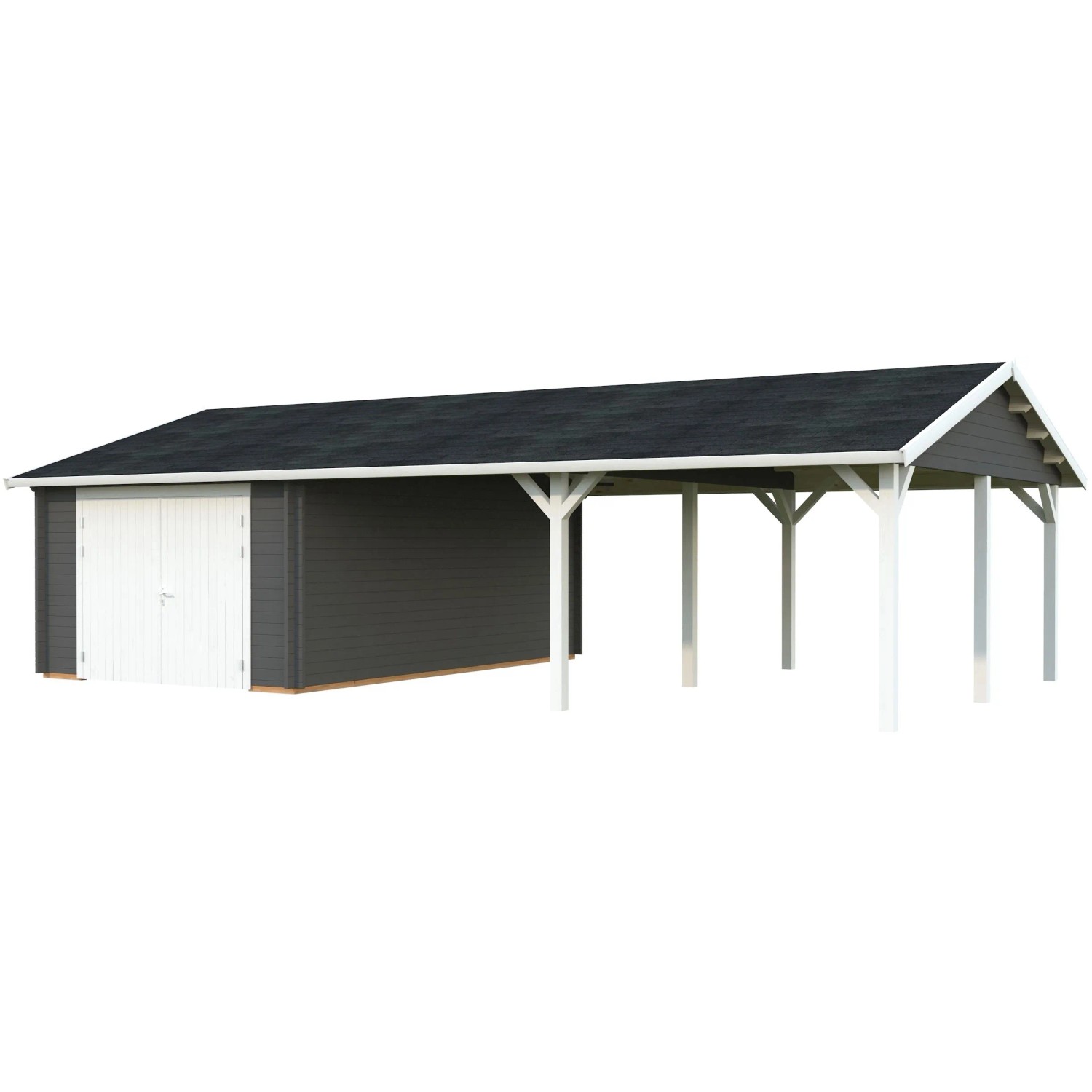 Palmako Garage Roger mit Holztor 956 x 550 cm Lackiert Dunkelgrau-Weiß FSC®_2