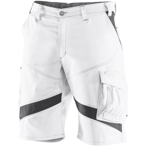 Kübler ActiviQ Shorts in Weiß-Anthrazit, Größe 40. Arbeitskleidung mit Taschen und ergonomischer Form.