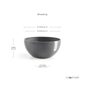 Ecopots Pflanzschale Brussels Grau 35 cm