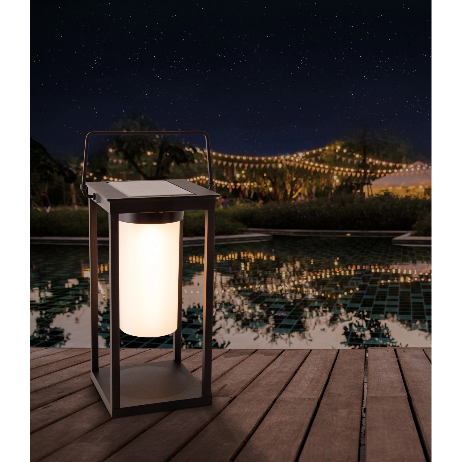 Näve LED-Camping-/Sockelleuchte, 28 cm, mit 2 Helligkeitsstufen, warmweißes Licht für den Außenbereich.