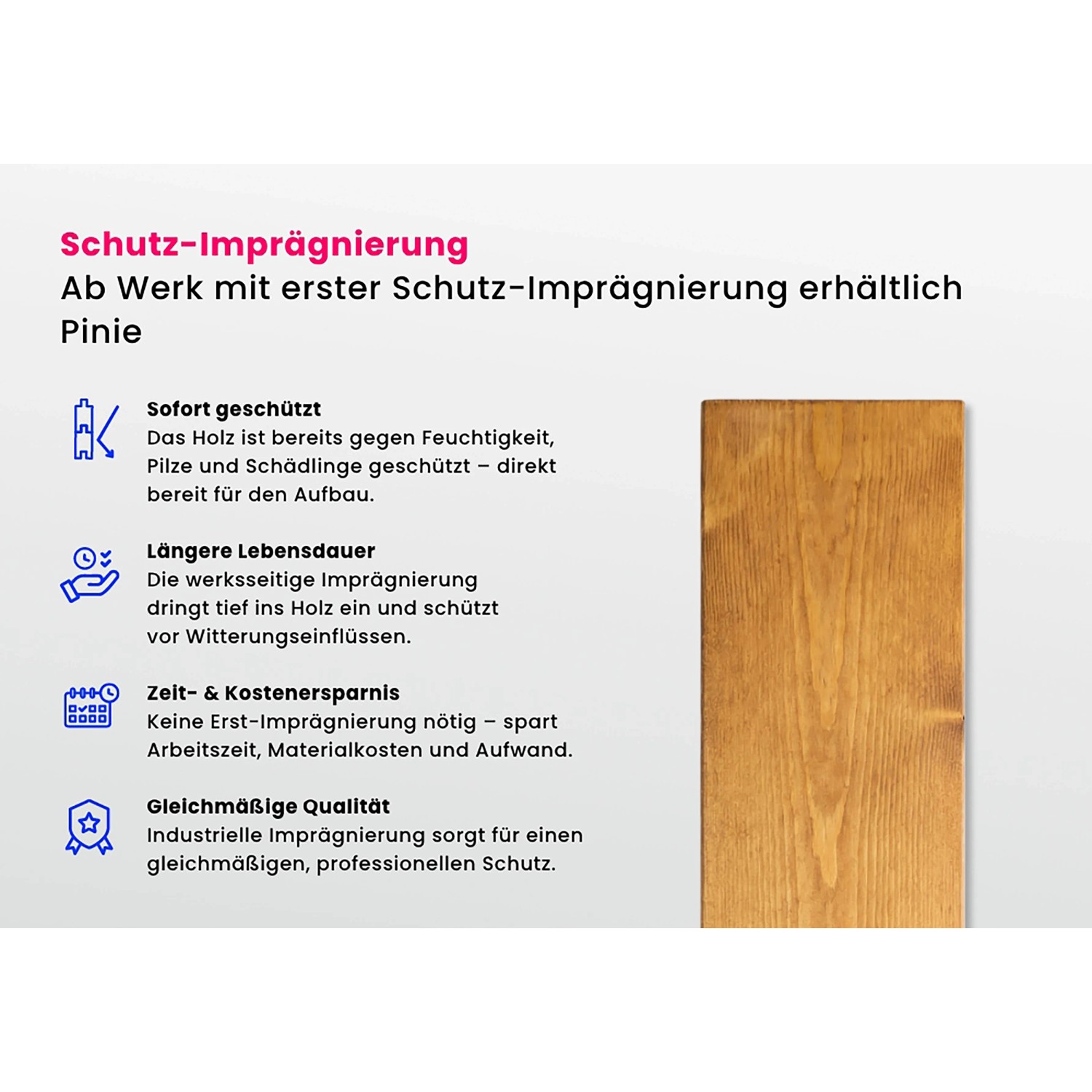 Holz-Gartenhaus Maria-28, naturbelassenes, imprägniertes Holz mit Schleppdach.