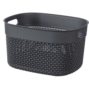 Anthrazitfarbener Curver Filo S Recycling-Korb, 27x22x15 cm, aus recyceltem Material.