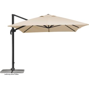 Schneider Ampelschirm Rhodos Grande, 400x300 cm, Natur, mit Kurbel und anthrazitfarbenem Gestell.