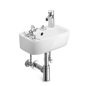 baliv Handwaschbecken-Set, 36 cm, Weiß, mit Armatur und eckiger Form. Ideal für Gäste-WC.