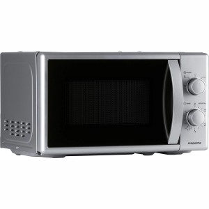 Respekta Mikrowelle Palmina, silberfarben, mit Drehteller und Timer.