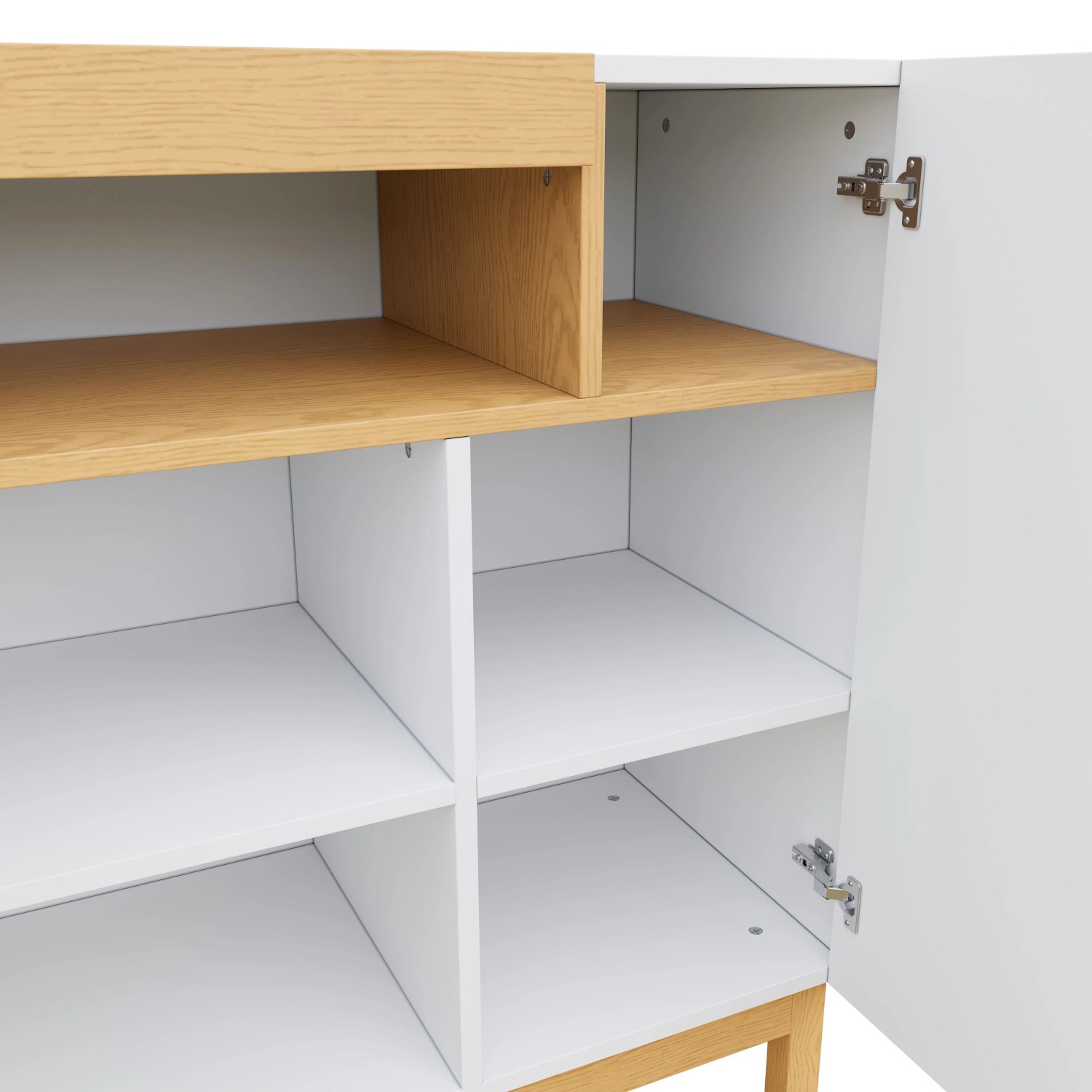 okwish Sideboard mit 3 Türen Wohnzimmer Esszimmer 120.5x42x96cm Weiß_10