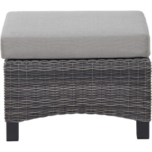 Siena Garden Loungehocker Corido, anthrazitgraues Geflecht mit taupe-meliertem Kissen.