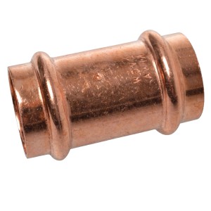Kirchhoff CU-Doppelmuffe, 15 mm, blank, für Pressfittings. Kupferfitting für Heizung und Sanitär.