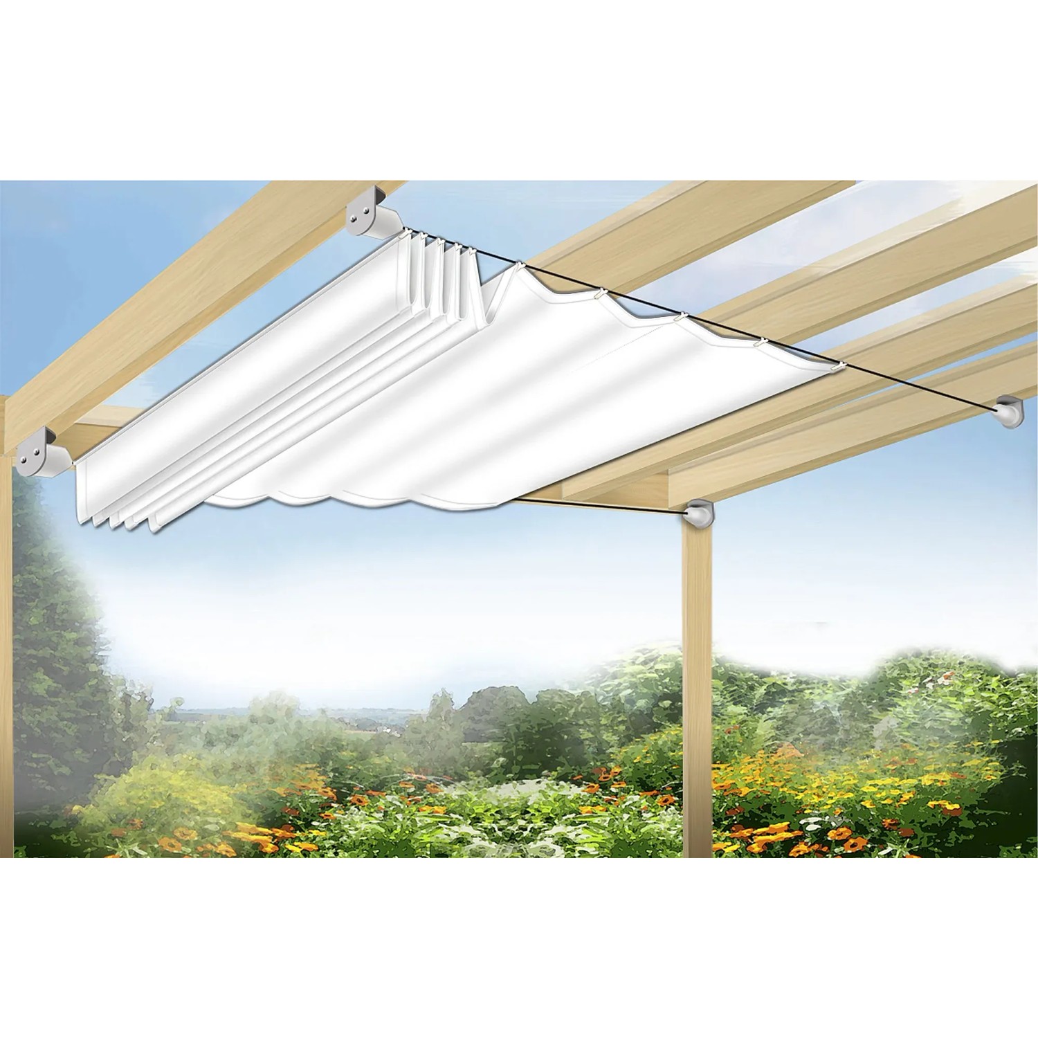 Floracord Sonnensegel Seilspanntechnik als Bausatz 330 cm x 140 cm  Elfenbein kaufen bei OBI