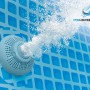 Detailaufnahme Intex Frame Pool Düse mit Hydro Aeration Technology im Stahlrahmen Pool.