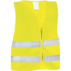 Gelbe Warnweste Universal Größe XL mit zwei reflektierenden Streifen für bessere Sichtbarkeit.