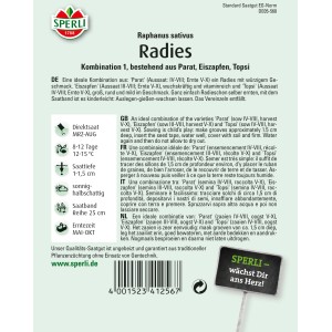 Sperli Radieschen Saatband Kombination I: Parat, Eiszapfen, Topsi für einfache Aussaat im Garten.