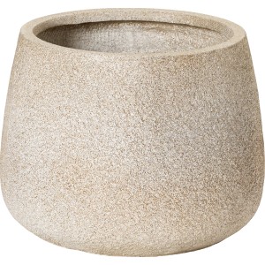 Beiger Pflanztopf (41x41x32cm) aus Fibreclay mit rauer Oberfläche für Innen- und Außenbereich.