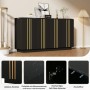 okwish Sideboard mit 4 Türen Verstellbaren Trennwänden Wohnzimmer 140x35x70cm Schwarz_7