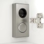 Detailaufnahme: Steckdose und Lichtschalter im Posseik Spiegelschrank, Weiß Hochglanz.