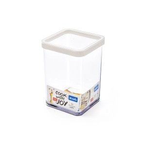 Quadratische Rotho Vorratsdose Loft Premium, 1 l, weiß-transparent.