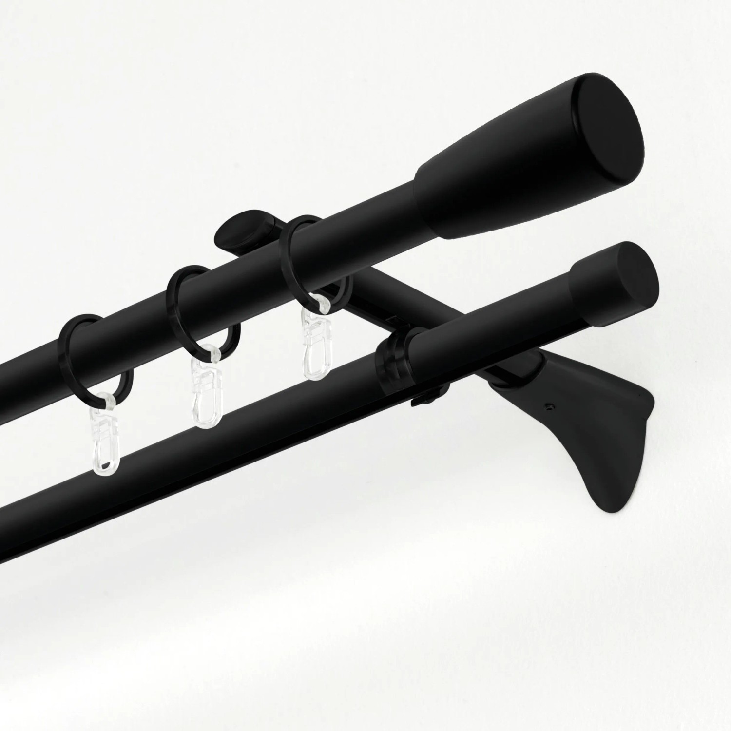 Gardinia Universal Träger Chicago, 1- und 2-läufig, schwarz-matt, für Stilgarnituren.
