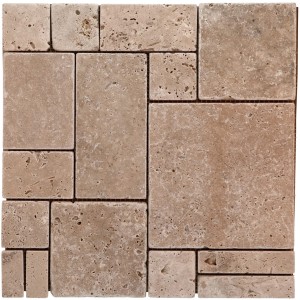 Mosaikmatte aus Naturstein Ivory im Römischen Verband, 30x30 cm. Mosaikfliese für Wand und Boden.