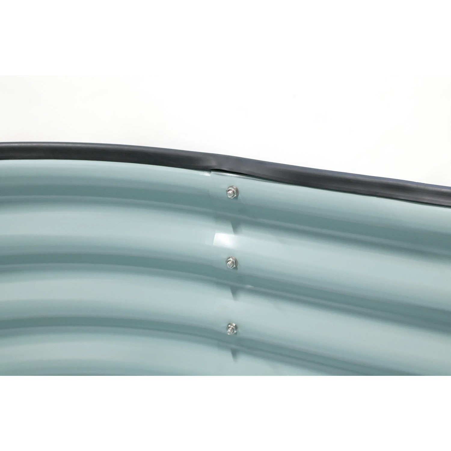 Detailansicht: Anthrazitfarbenes Westmann Hochbeet aus Metall, ovale Form, 160x80x82 cm.