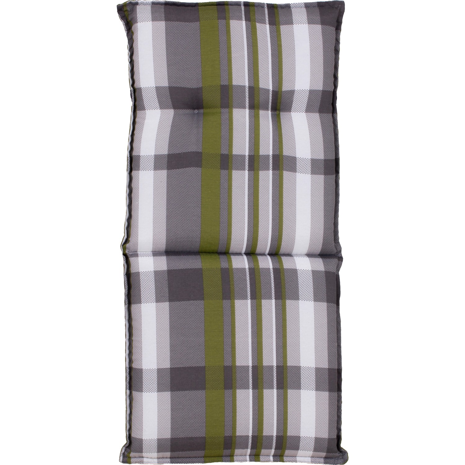 Beo Niedriglehner Saumkissen Tirana Turin, 100x46x8 cm, grau-grün kariert.