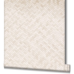 Marburg Vliestapete Botanica in Beige mit Fischgrätenmuster für stilvolle Wände.