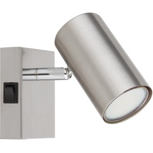 Globo Strahler Robby, 1-flammig, Nickel matt, mit Wippschalter. Moderner Spot für GU10 Leuchtmittel.