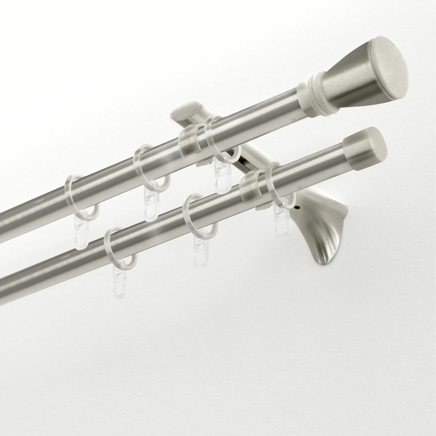 Gardinia Chicago Endstücke in Edelstahloptik für 20 mm Stangen, 2er-Pack.