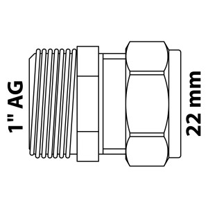 Kirchhoff Übergangsstück: Klemmfitting für CU-Rohr, 22 mm x 33,3 mm (1 AG), blank