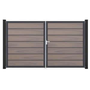 GroJa Grande Steckzaun Tor Premium, 2-flügelig, Bi-Color, mit Aluminiumrahmen.