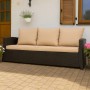 Beiges 1-tlg. Gartenkissen-Set für 3-Sitzer Polyrattan-Gartensofa (160x60x50 cm).