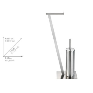 WENKO Stand WC-Garnitur Lirio, Edelstahl matt, mit Toilettenpapierhalter und WC-Bürste.