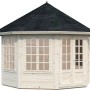 Palmako Holz-Pavillon Veronica 4 aus unbehandeltem Fichtenholz mit schwarzem Dach.