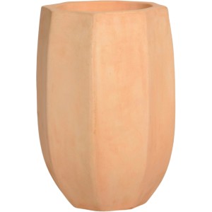 Terrakotta Pflanztopf, 27x19x19 cm, hexagonale Form. Ideal für Garten, Terrasse oder Innenbereich.