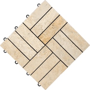 Florco Naturstein-Klickfliese Stone Travertine, 30x30cm, im Detail. Terrassenplatten mit Natursteinoptik.