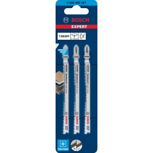 Bosch Expert T308BFP Stichsägeblätter für Laminat, 3 Stück. Saubere Schnitte oben und unten.