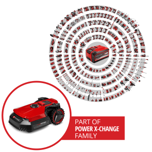 Einhell Freelexo 500 Mähroboter, rot/schwarz, Teil der Power X-Change Familie.