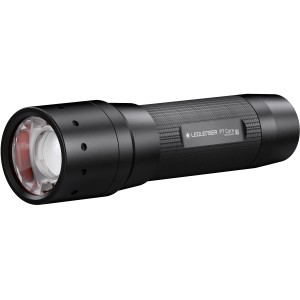 Schwarze Ledlenser P7 Core LED Taschenlampe aus Aluminium für Freizeit und Werkstatt.