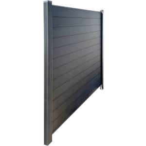 Kovalex Steckzaun Erweiterungsmodul in Anthrazit mit Pfosten für Sichtschutz.