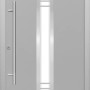 Graue Sicherheits-Haustür ThermoSpace Palermo RC2 mit Glaseinsatz und Edelstahlgriff.