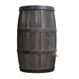 Arves Regentonne Burgund, 500 l, dunkelbraun in Holzfass-Optik mit Wasserhahn.